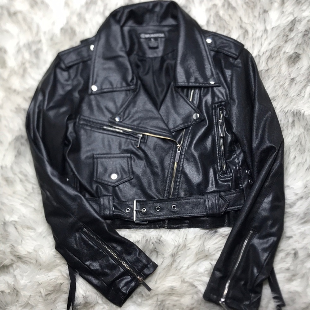 Vegan Black Leather Moto/Biker Jacket